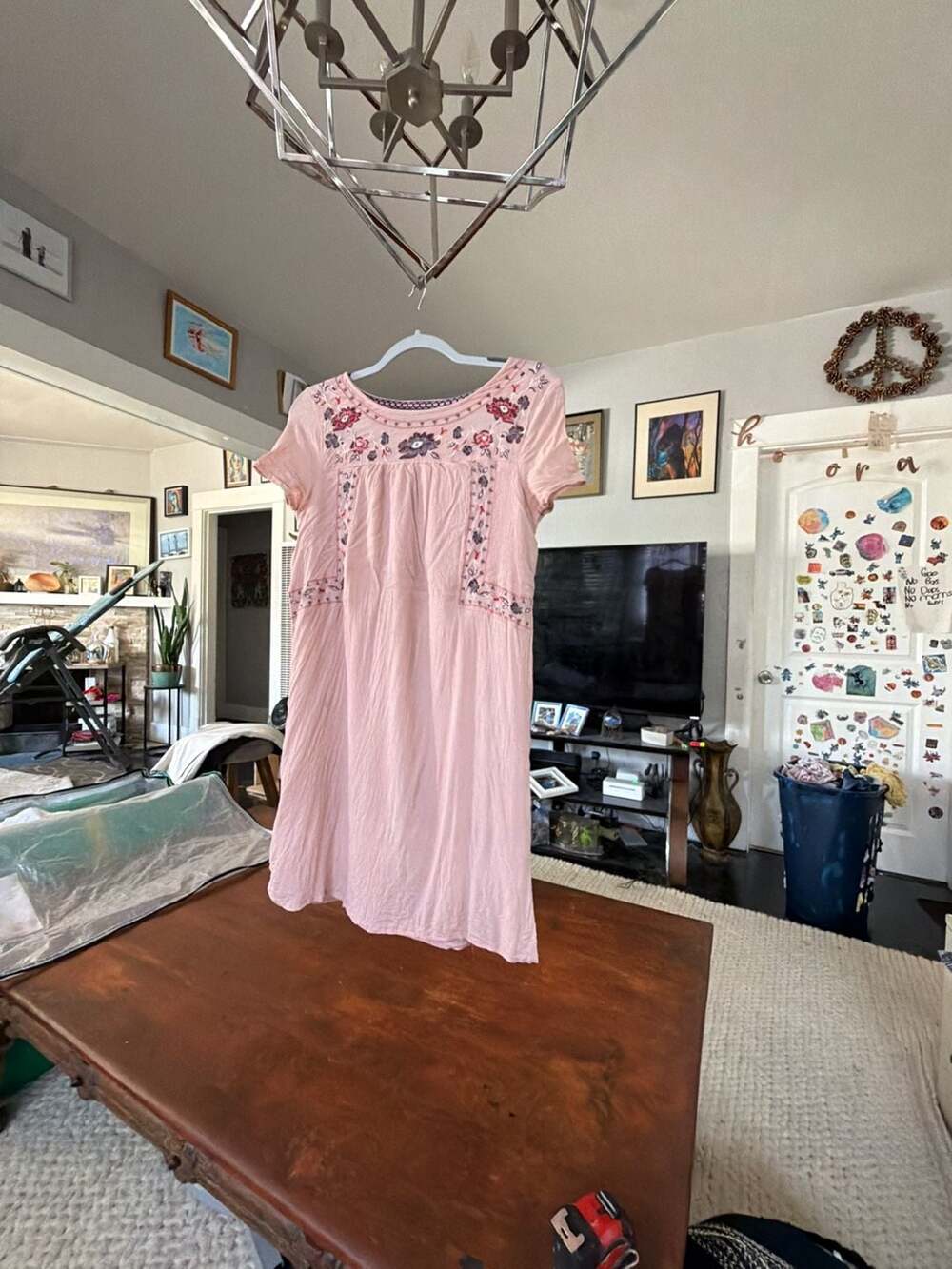 Knox Rose Pink Floral Embroidered Boho Mini Dress